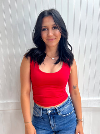 Kara U-Neck Seamless Cropped Tank Top with Built In Bra - Ruby-Tank Top-Zenana-FD 05/30/26,Tops Collection-The Twisted Chandelier