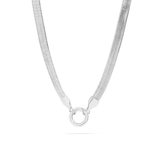 18K Gold PVD Herringbone Charm Holder Necklace-Necklace-WJW-Stainless-16"+2"-The Twisted Chandelier