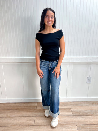 Aria Cap Sleeve Boat Neck Sweater Knit Top-Shirts & Tops-Active Basic | Active USA-FD 03/31/26,Tops Collection-The Twisted Chandelier