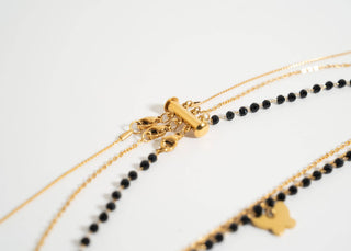 18K Gold PVD Stainless Steel 3 Row Layering Necklace Magnetic Clasp-WJW-The Twisted Chandelier