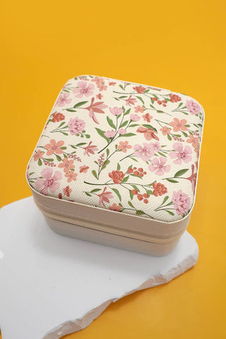 Designed Jewelry Organizer Travel Box Case-JOSSLYN by wall to wall-FLOWER B OFF WHITE-The Twisted Chandelier