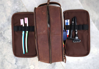 Buffalo Leather Toiletry Bag – Dopp Kit for Shaving & Travel-Billion Brothers-Men's-The Twisted Chandelier