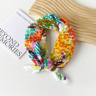Cotton Floral Print Silky Feeling Bandana Scarf-Scarf-JOSSLYN by wall to wall-40SC648-The Twisted Chandelier
