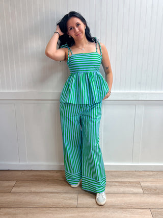 Maren Striped Adjustable Tie Shoulder Strap Top-Shirts & Tops-ENTRO-FD 04/30/26,T30506,Tops Collection-The Twisted Chandelier
