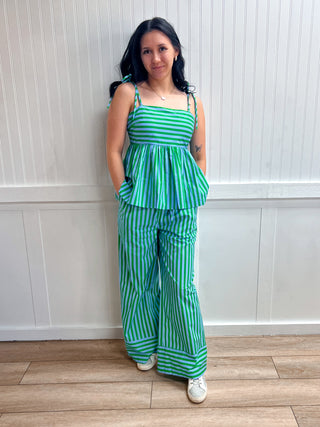Maren Striped Adjustable Tie Shoulder Strap Top-Shirts & Tops-ENTRO-FD 04/30/26,T30506,Tops Collection-The Twisted Chandelier