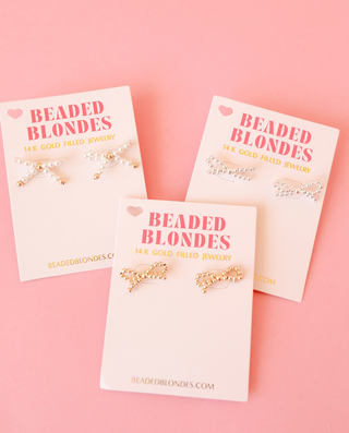 Gold Bow Earrings-Beaded Blondes-The Twisted Chandelier