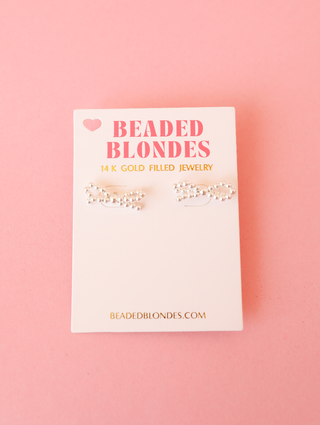 Silver Bow Earrings-Beaded Blondes-The Twisted Chandelier