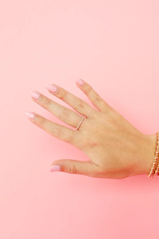 Lauren Beaded Band in Silver-Ring-Beaded Blondes-The Twisted Chandelier