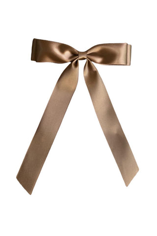 Satin Bow Hair Clip - Mocha-Hair Claws & Clips-Swan Madchen-Accessories,Created - 01/15/24-The Twisted Chandelier