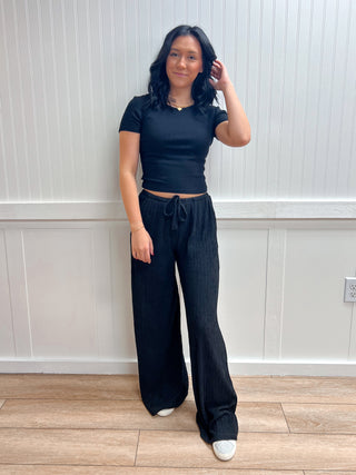 Tatum Waistband with String Crinkle Knit Long Pants-Pants-Active Basic | Active USA-bottoms,FD 02/03/26-The Twisted Chandelier