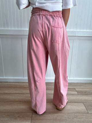 Stevie Mineral Wash Seam Detail Pull On Barrel Pants - Misty Rose-Pants-Mittoshop-bottoms,FD 06/26/26-The Twisted Chandelier