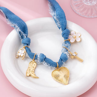 Western Denim Cowboy Boot & Cross Charm Necklace-JOSSLYN by wall to wall-80N92859-The Twisted Chandelier