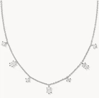 Kendra Scott Cailin Delicate Strand Necklace Silver White Cz-Necklace-Kendra Scott-N01345RHD-The Twisted Chandelier