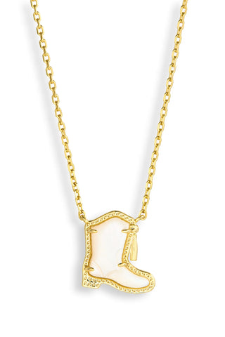 Kendra Scott Drill Team Boot Pendant Necklace Gold Ivory Mother of Pearl-Necklace-Kendra Scott-The Twisted Chandelier