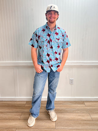 Men's Texas Maroon Camo Fishing Shirt-Men's Tops-SALT WATER SOUL-FD 02/18/26,Men's,RWB-The Twisted Chandelier