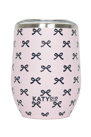 Black & Pink Mini Bow Insulated Wine Tumbler-Tumbler-Katydid-The Twisted Chandelier