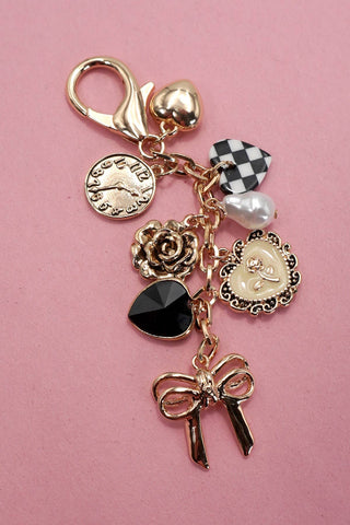 Bow Checker Heart Flower Bag Charm-Bag Charm-JOSSLYN by wall to wall-80K049-The Twisted Chandelier