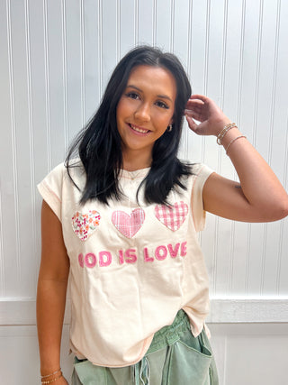 Amara God Is Love Patchwork Cap Sleeve Boxy Top-Top-Mittoshop-FD 06/15/26,Tops Collection-The Twisted Chandelier