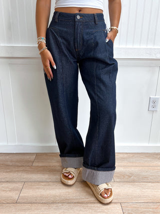 Morgan Dark Denim Wide Leg Cuffed Jeans-Jeans-Bailey Rose-07/16/26,bottoms,FD 06/26/26,OGP 79.99-The Twisted Chandelier