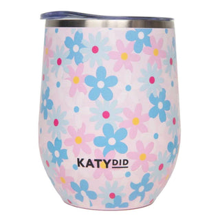 Dainty Florals Wine Tumbler with Lid-Tumbler-Katydid-Light Pink-The Twisted Chandelier