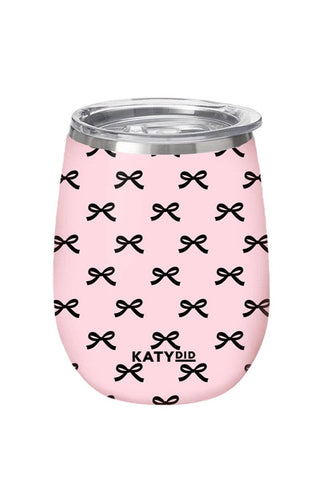 Black & Pink Mini Bow Insulated Wine Tumbler-Tumbler-Katydid-Light Pink-The Twisted Chandelier