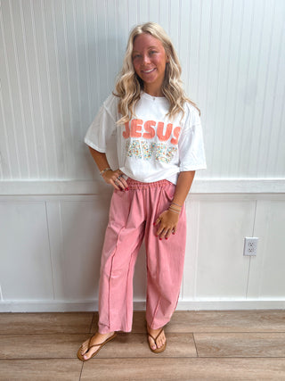 Stevie Mineral Wash Seam Detail Pull On Barrel Pants - Misty Rose-Pants-Mittoshop-bottoms,FD 06/26/26-The Twisted Chandelier