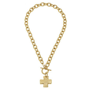 Susan Shaw Gold Cross Front Toggle Necklace-Susan Shaw-The Twisted Chandelier