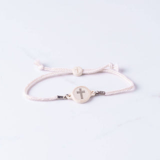 Tap To Pray™ - Survivor Series Handmade Bracelets-Versible-Vanilla + Cross-The Twisted Chandelier