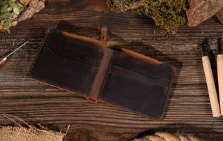 Men’s Leather Wallet, Bifold Wallet, Handmade Wallet for Men-American Leather Goods-Men's-Dark Brown-The Twisted Chandelier