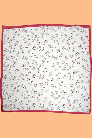 Flower Print Silky Feeling Bandana Scarf-JOSSLYN by wall to wall-White-The Twisted Chandelier