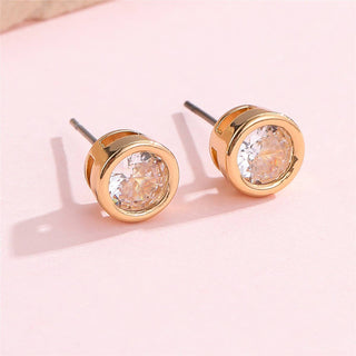 Rhinestone Bezel Square Round Stud Earring-JOSSLYN by wall to wall-40E467-The Twisted Chandelier