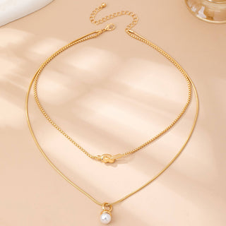 Layer Knot & Acorn Pendant Duo Drop Necklace-JOSSLYN by wall to wall-80N92865-The Twisted Chandelier