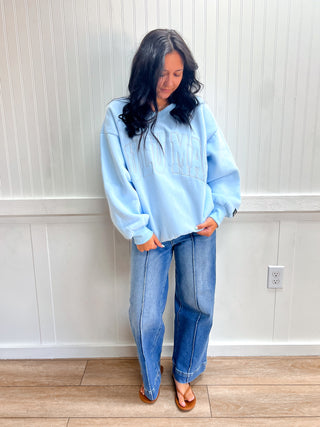 Rory Lulu Mac Sweatshirt - Light Blue-Top-Girlie Girl Originals-FD 09/16/26,NewArrival,Tops Collection-The Twisted Chandelier