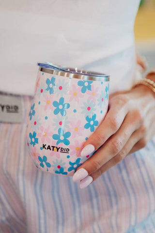 Dainty Florals Wine Tumbler with Lid-Tumbler-Katydid-The Twisted Chandelier