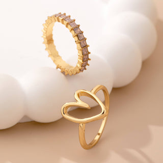 Baguette Crystal Heart Open Ring-JOSSLYN by wall to wall-80R245-The Twisted Chandelier