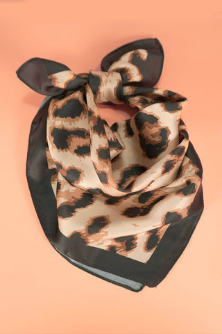 Animal Leopard Print Silky Feel Bandana Scarf-Scarf-JOSSLYN by wall to wall-40SC632-The Twisted Chandelier