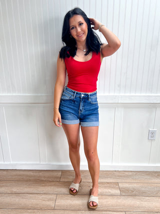 Kara U-Neck Seamless Cropped Tank Top with Built In Bra - Ruby-Tank Top-Zenana-FD 05/30/26,Tops Collection-The Twisted Chandelier