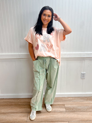 Ruth Pray Patchwork Lettering Short Sleeve Top-Top-Mittoshop-FD 06/15/26,Tops Collection-The Twisted Chandelier