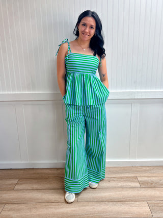 Maren Striped Adjustable Tie Shoulder Strap Top-Shirts & Tops-ENTRO-FD 04/30/26,T30506,Tops Collection-The Twisted Chandelier