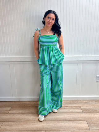 Maren Striped Adjustable Tie Shoulder Strap Top-Shirts & Tops-ENTRO-FD 04/30/26,T30506,Tops Collection-The Twisted Chandelier