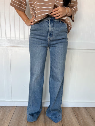 Reese Medium Dark Stretch High Rise Comfort Flare Jeans-Hidden Jeans-Bin b6,bottoms,FD 8/5/25-The Twisted Chandelier