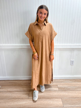 Caroline Solid Short Sleeve Midi Dress-Dress-ENTRO-DJR,Fall Favorites,FD 10/12/26,NewArrival-The Twisted Chandelier