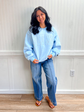 Rory Lulu Mac Sweatshirt - Light Blue-Top-Girlie Girl Originals-FD 09/16/26,NewArrival,Tops Collection-The Twisted Chandelier