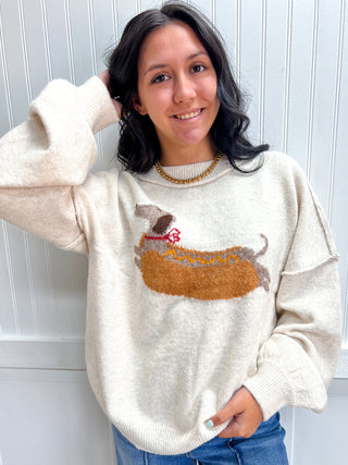 Dottie Hot Dog Graphic Sweater-Top-VERY J-12W3721N,Fall Favorites,FD 09/18/26,NewArrival,Tops Collection-The Twisted Chandelier