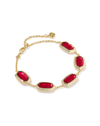 Kendra Scott Elaina Bezel Delicate Chain Bracelet Gold Carmine Red Illusion-Bracelet-Kendra Scott-B00382GLD-The Twisted Chandelier