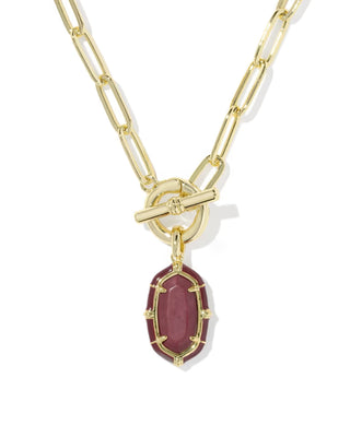 Kendra Scott Elisa Enamel Link And Chain Necklace Gold Maroon Magnesite