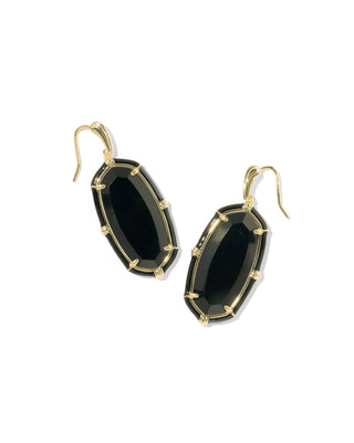 Kendra Scott Elle Enamel Drop Earrings Gold Black Agate