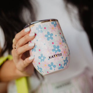 Dainty Florals Wine Tumbler with Lid-Tumbler-Katydid-The Twisted Chandelier