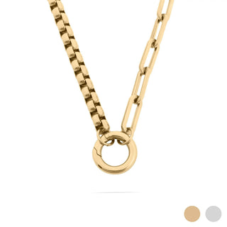 18k Gold Stainless Steel Box Paperclip Charm Holder Necklace-Necklace-WJW-Stainless-The Twisted Chandelier