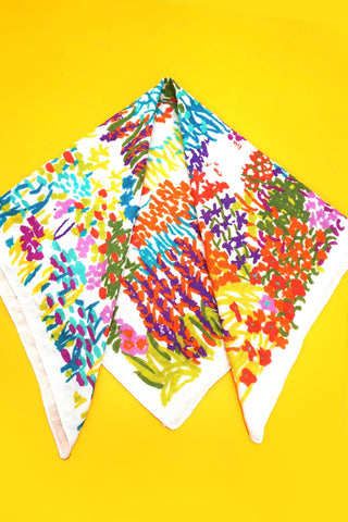 Cotton Floral Print Silky Feeling Bandana Scarf-Scarf-JOSSLYN by wall to wall-40SC648-The Twisted Chandelier